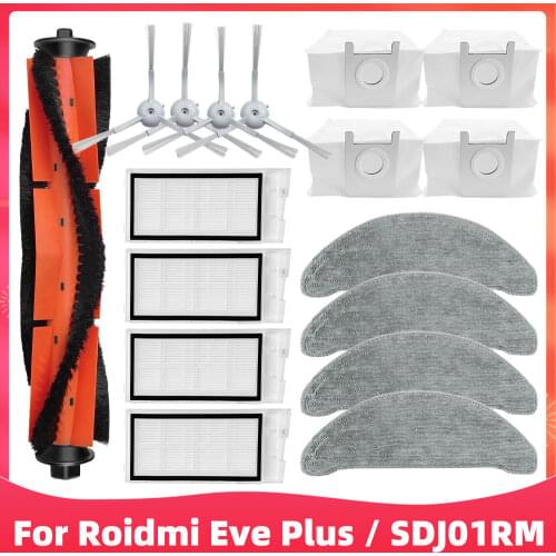 Replacement For Xiaomi Roidmi Eve Plus SDJ01RM Main Side Brush Hepa Filter Mop Dust Bag Vacuum Cleaner Spare Parts Accessories