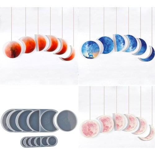 1 Set Starry Lunar Eclipse Resin Mold Astronomy Crescent Moon Phases Silicone UV Resin Casring Mold Moon Plant diy Craft Tools