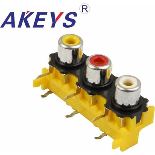 10PCS AV3-8.4-14 Houseuse AV Concentric Socket 3 RCA Female Outlet Yellow Board