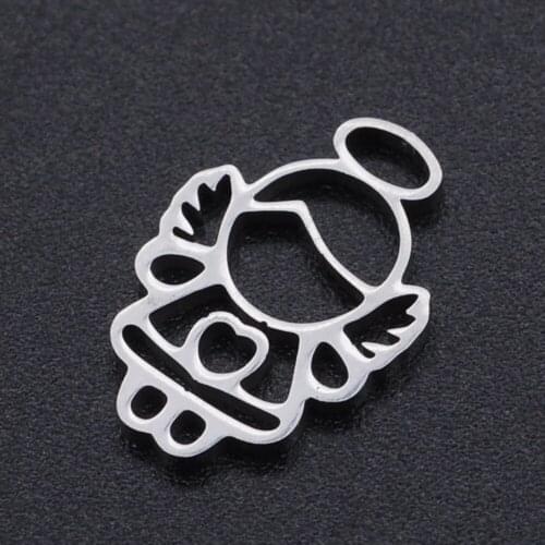 10pcs/lot 15*10mm Stainless Steel Cute Angel Girl Pendant Bracelet Charms DIY Jewelry Making Handicraft Accessories Wholesale