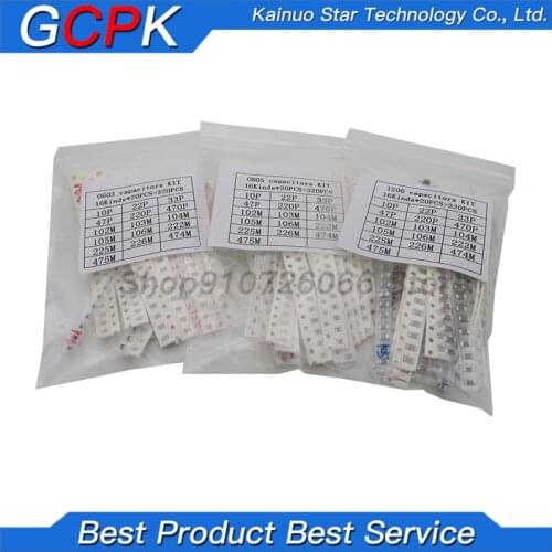 16values*20pcs=320pcs 0603 0805 1206 SMD Capacitor assorted kit component diy samples kit new and original