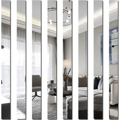 20 PCS/Set DIY 3D Mirror Line Wall Sticker Home Decor Acrylic Mirror Decor Stickers Art Wall Decoration Stickers Multi-color