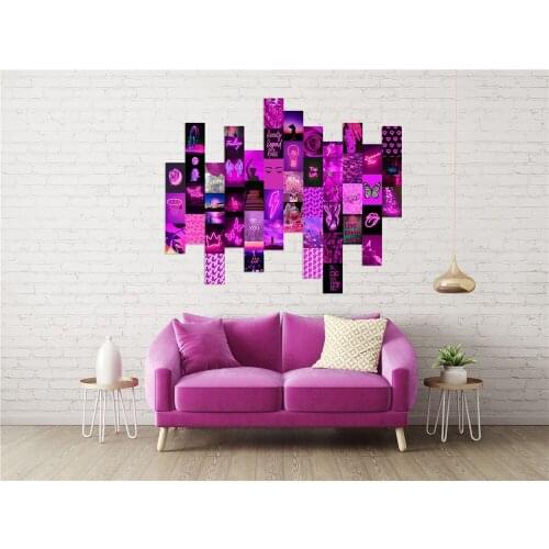 50Pcs Pink Theme Neon Aesthetic Wall Collage Kit Bedroom LivingHome Decoration Posters Warm Color Ornament Photo Gift for Adult