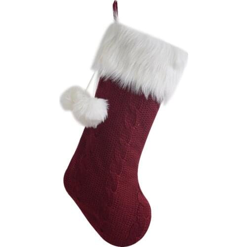 Free shipping Cable Knit Christmas Gifts Socks/Christmas Decoration/ Knitting with Faux Fur Cuff Christmas Stockings
