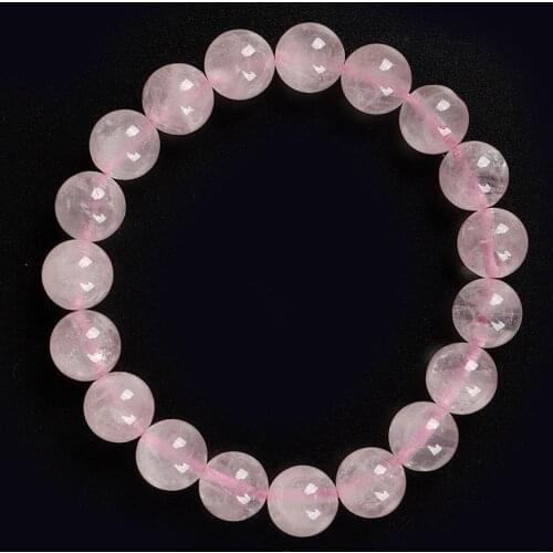 10 MM Girlish pink Rounded and Transparent smooth rose quartz Bracelet The bracelet for ladies and girls