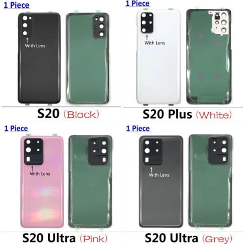 5PCS Housing Back Battery Cover With Camera Glass Lens Replacement For Samsung Galaxy S20 Ultra G988 S20 Plus S20+G985 S20 G980
