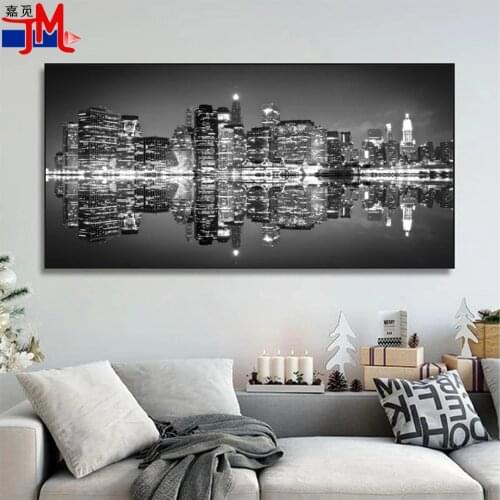 Black And White New York City Landscape Wall Art Diamond Painting Modern Home Decor Embroidery Diamond Mosaic Rhinestone Large