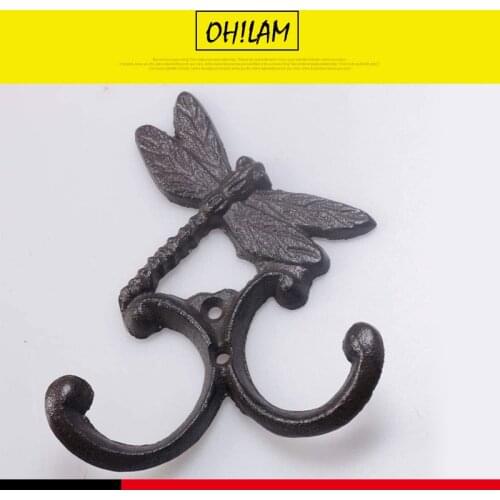 Cast Iron Dragonfly Towel Hooks Hat Rack Coat Hook Rustic Ranch Plant Garden Coat Hooks Key Holder Wall Mounted