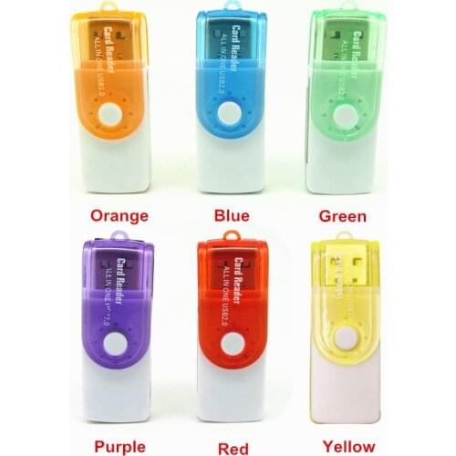 Colorful 4 in 1 USB 2.0 rotatable Memory Card Reader micro sd card adapter for TF SD M2 MS Card