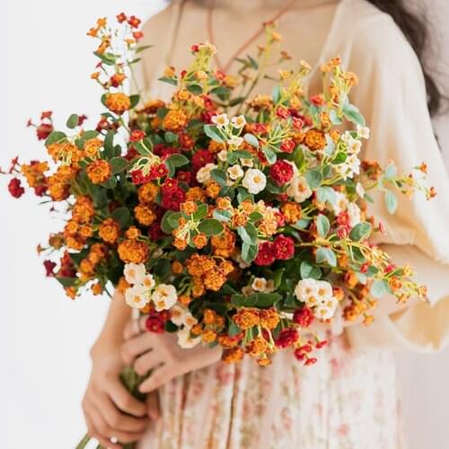 European Mini Rose Long Branch Artificial Flowers for Home Garden Decoration Silk Rose Fake Flowers Flores Artificiales