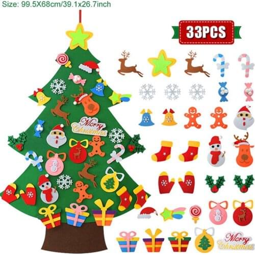 DIY Felt Christmas Tree Merry Christmas Decorations For Home 2021 Cristmas Ornament Xmas Navidad Gifts Santa Claus New Year Tree