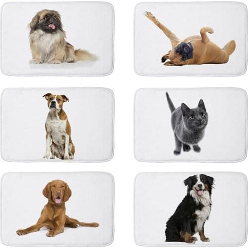 Pet Dog Persian cat Animal printed Flannel Floor Mat Anti-Slip Tapete Floor Mats Kitchen Doormat welcome mats for front door