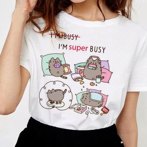 Kawaii Cat T Shirts Women Harajuku Ullzang Funny T-shirt 90s Cartoon Print Tshirt Graphic Korean Style Top Tees Female clothes