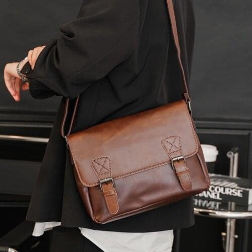 Hot Sale! Vintage Mens Messenger bags Casual Men Shoulder bag High quality PU Leather Large Male Crossbody bags Tote Bolsa 2021