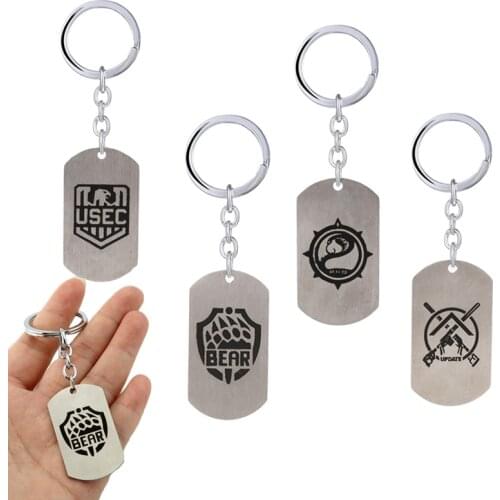 Game Escape From Tarkov Keychains Accessories Stainless Steel Pendant Keyring Men and Women BEAR USEC Cosplay Jewelry Gifts