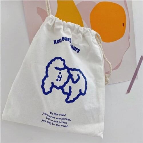 Ins Concise Printing Bear Pencil Cese Cosmetic Bag Kawaii Large Capacity Student Canvas Storage Bag School Stationery