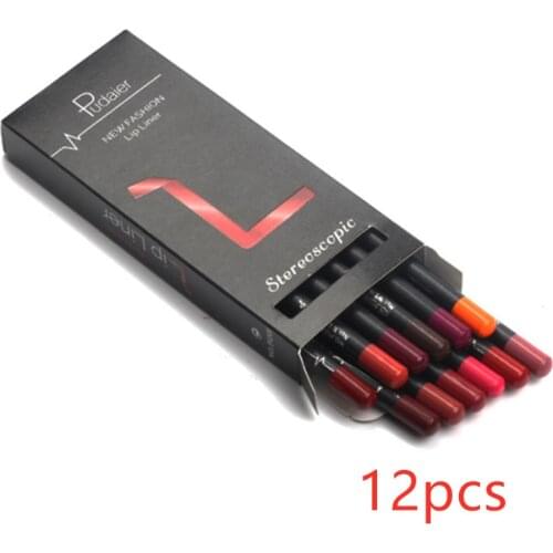 12 Pcs/Set Sexy Matte Lip Stick Lipliner Lip Liner Pencil Matt Nude Lipsliner Pen Set Beauty Makeup Tool Cosmetic