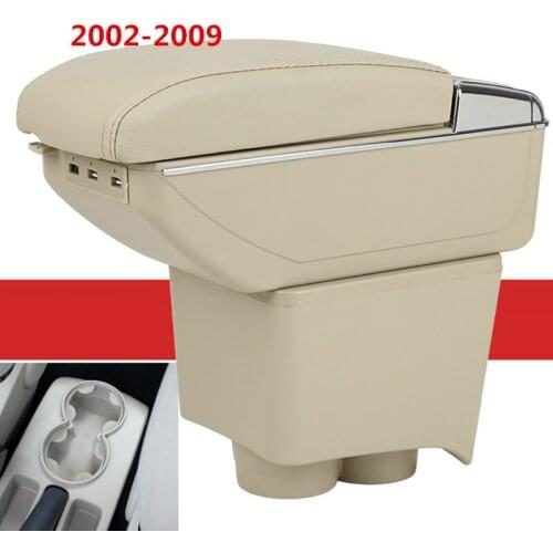 Storage Box Center Console Leather Cup Holder Dual Layer Armrest Arm Rest For Volkswagen VW Polo 9N 02-2009 2005 2006 2007 2008