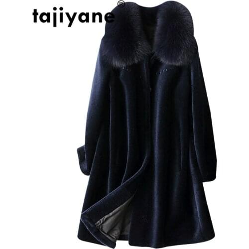 Autumn Winter Jacket Women Clothes 2021 Fox Fur Collar 100% Wool Coat Womens Real Fur Coat Korean Vintage Long Coats ZT1530