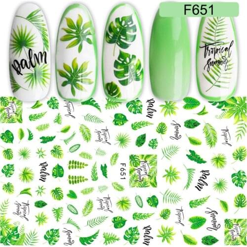 Summer Leaf 3d Stickers Nail Decals Maple Design Laser Shinning Manicure Decoration Nail Art Slider Adhesive Tip Manicure Wrap