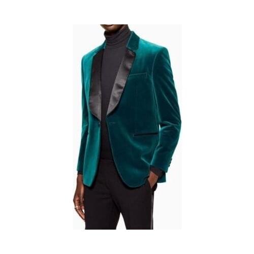 Hot Recommend Side Slit One Button Velvet Groom Tuxedos Groomsmen Notch Lapel Mens Suits Blazers (Jacket+Pants+Tie) W:868
