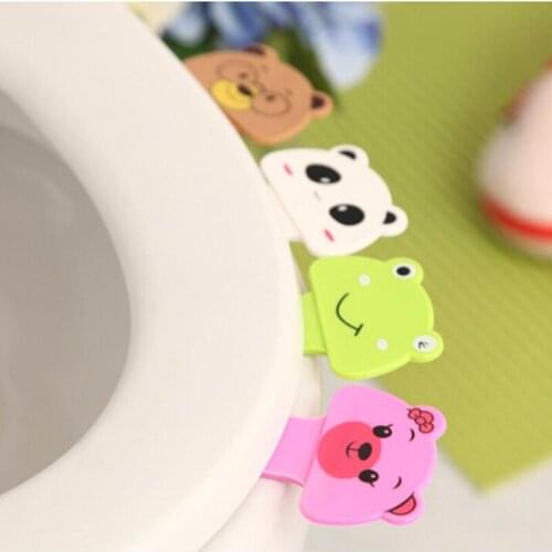 Cute Animal Cover Lifter Bathroom Lid Cover Lift Portable Sanitary Closestool Lifter Avoid Touching Toilet Seat Handle Sticker