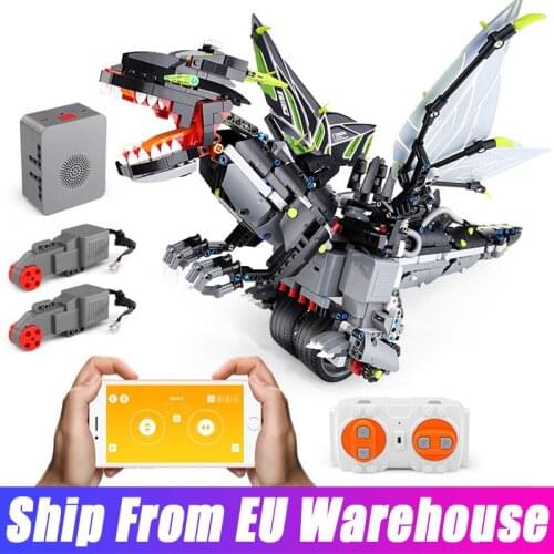 Mould King 13029 MOC Electric Dinosaur Dragon Roadster Remote Control Robot Building Blocks Bricks Kids DIY Toys Birthday Gifts