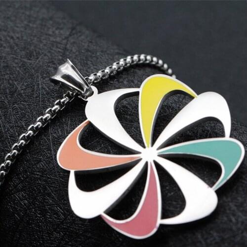 Mens necklace stainless steel Steampunk windmill statement necklaces pendants punk jewelry for neck gifts for male accessories