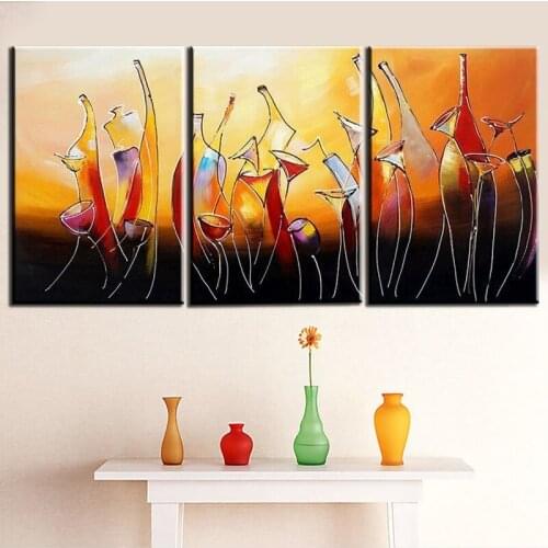 3 pcs DIY Diamond painting Modern Abstract Bottle Wine Oleo Full Drill pictures Cross Stitch 3d Embroidery FS281