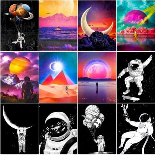 Paintings By Number Wall Art Space Astronaut Kits Oil Pictures By Number Coloring Drawing Canvas Handpainted DIY Gift Home Decor