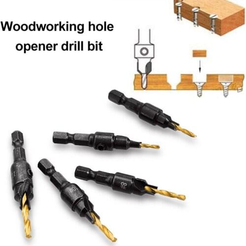 5Pcs 5 Flutes Carpentry Countersink Drill Bit Set 1/4" Hexagonal Shank HSS J2Y