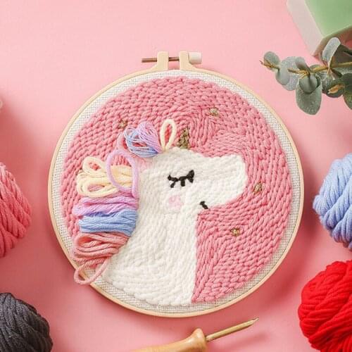 Punch Needle Kits, Rug Hooking Kit for Adults Kids Beginner with an Adjustable Embroidery Pen Yarn Rug Punch Needle Hoop