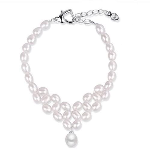 Newest design Real 925 Sterling silver Bracelets Top level Perfect natural pearl Pendant & bracelets & bangles for women