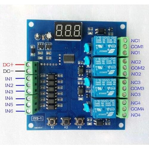 Single-chip microcomputer programmable signal trigger delay relay module, four-way switch control PLC circuit board
