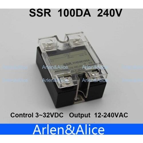 100DA SSR Control 3-32V DC output 12~240VAC single phase AC solid state relay