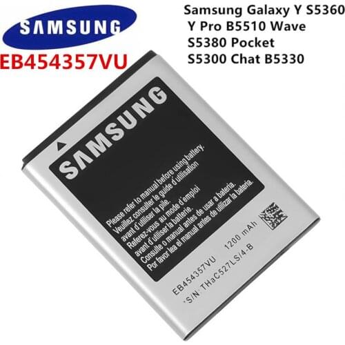 SAMSUNG Orginal EB454357VU 1200mAh Battery For Samsung Galaxy Y S5360 Y Pro B5510 Wave S5380 Pocket S5300 Chat B5330