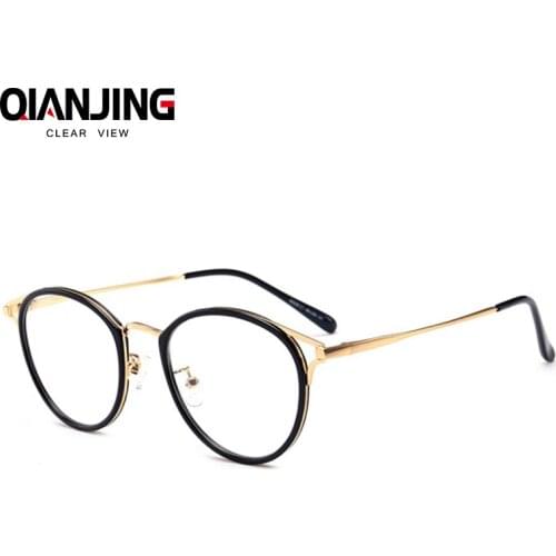 QIANJING TR90 small women Spectacle frame round myopia decorative retro prescription clear korea glasses fashion men frame