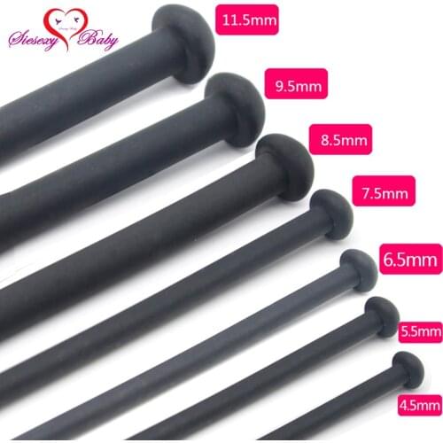 7size in 1set 35cm Super Long Mushroom Head Silicone Chastity Urethral Dilators Urethral sounds Penis Plug Stretching A307