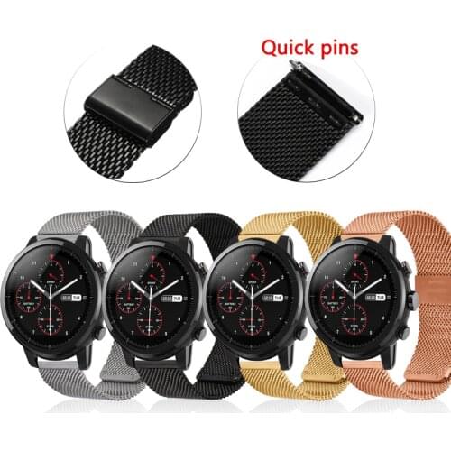 Milanese Stainless Steel Band Strap For Huami Amazfit Stratos 2 2S 3 for Huami GTR 2 GTR 47mm Watchbands 20mm 22mm
