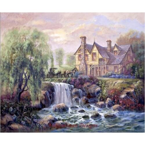 Needlework for embroidery DIY French DMC High Quality - Counted Cross Stitch Kits 14 ct Oil painting - Crestline Falls