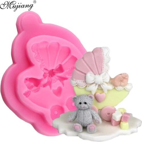 Baby Stroller Silicone Mould Cake Sugar Candy Clay Chocolate Mold Cookie Baking DIY Cupcake Topper Fondant Decorating Tools