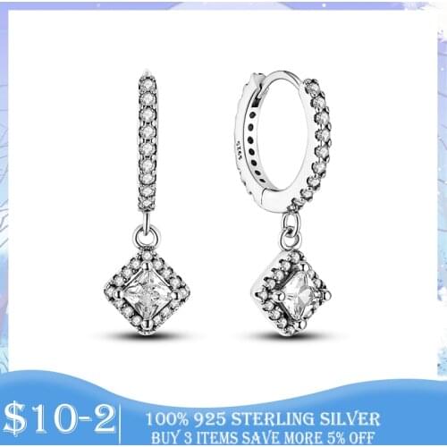 Summer New 925 Sterling Silver Earrings Rhombus Cubic Ziron Earrings for Women Gift Wedding Party Banquet S925 Fine Jewelry
