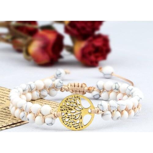 Vintage Tree of Life OM Reiki Bracelet 4mm Natural Stone Handmade Braided Beads Bracelets&Bangles for Women Yoga Prayer Jewelry