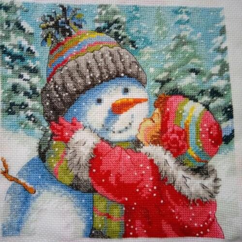 Gold Collection Counted Cross Stitch Set A Kiss for Snowman Christmas Snow Winter DIM 70-08833 08833