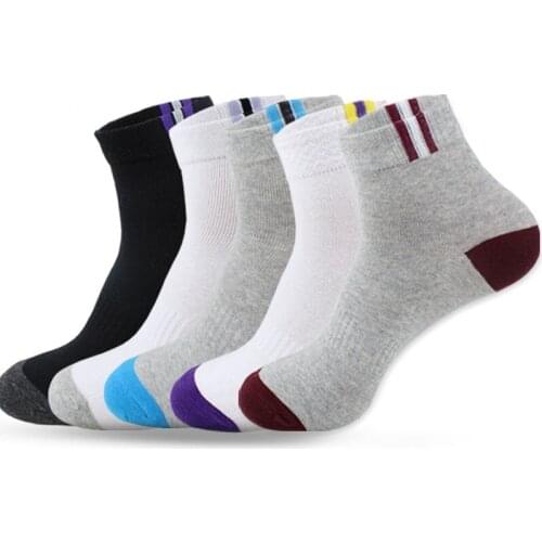 10 Pcs=5 Pairs Crew Socks Man Casual Athletic Cycling Funy Cute Catton Soft Comfort Short Socks Male Breathable Quality Pop
