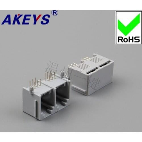10pcs 5521-2 Connection-6P6C-Band-90 Degree-Grey-RJ11RJ45 5224 Network Socket Horizontal Lateral Interpolation