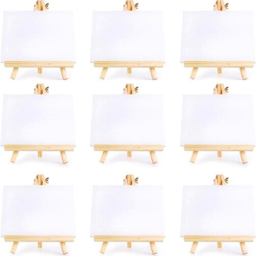 12 Set Artists Mini Canvas Set Painting Craft DIY Drawing Small Table Easel Gift