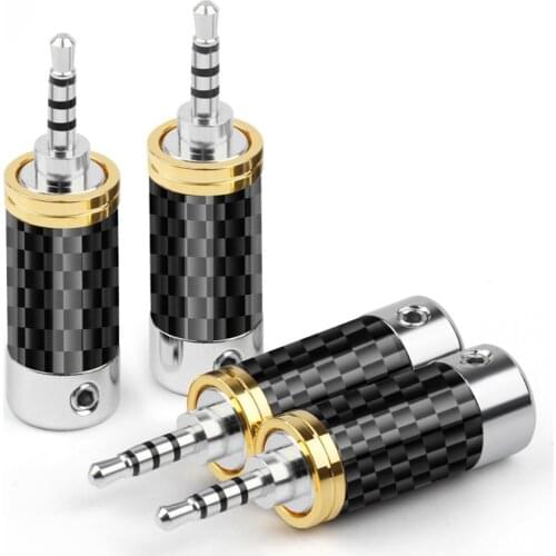 2.5mm 4 Pole Headphone Plug Carbon Fiber Rhodium Plating Jack Audio Adapter For AK320 380 Headset Wire Connector Balanced Plug
