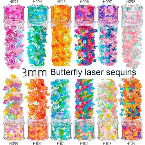 2pots 24 Color Laser butterfly Sequins 3mm Resin Mold Filling DIY Epoxy Resin Jewelry Components Supplies Making Tool Nail art