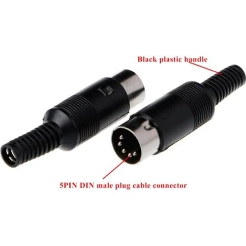 3 Pcs DIN Male Plug Cable Connector 5 Pin with Plastic Handle N58A